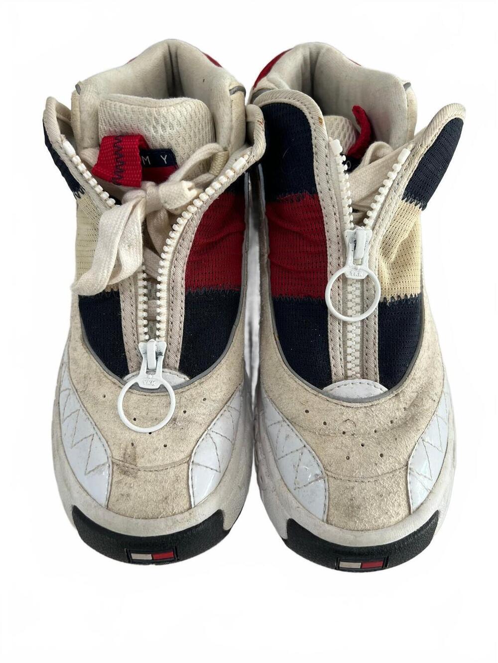 Tommy Hilfiger Jeans Zip Front Sneakers White Red Blue Woman’s 8.5
